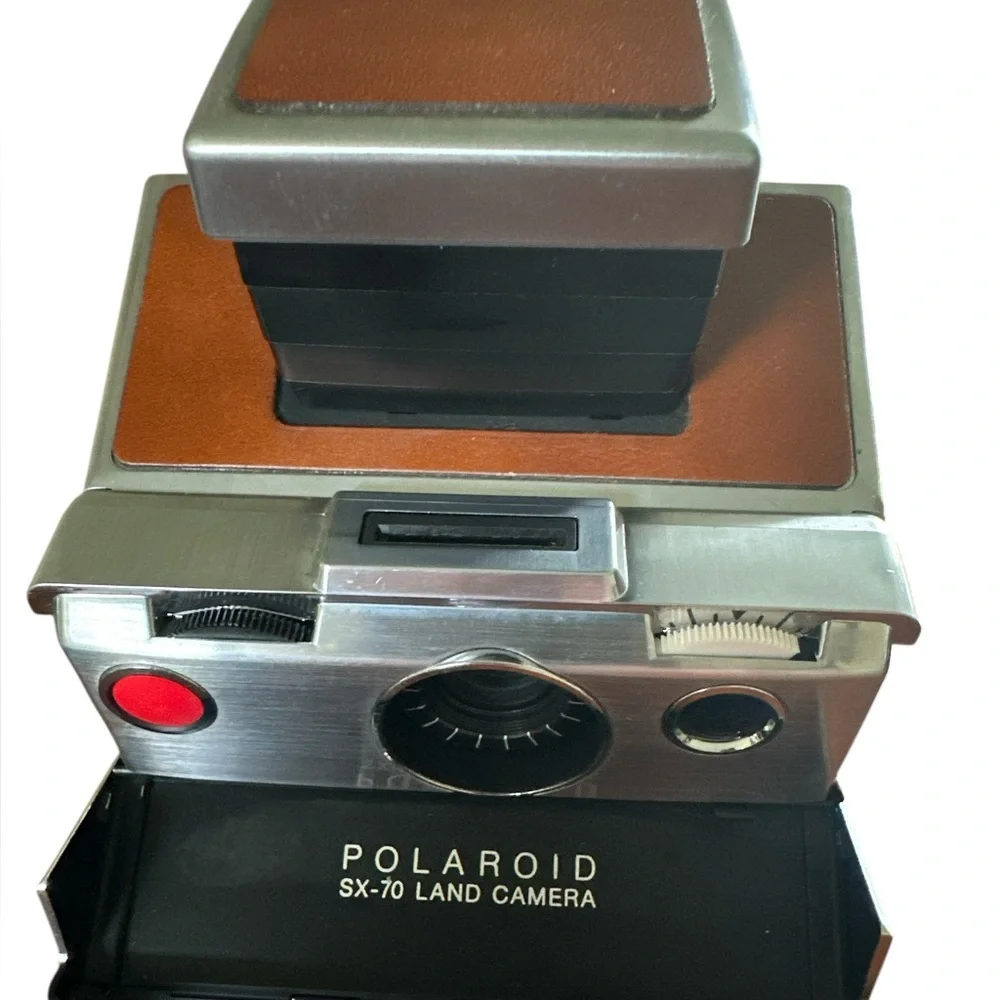 Polaroid SX-70 Land Camera Silver and Brown Film Camera with Classic Design